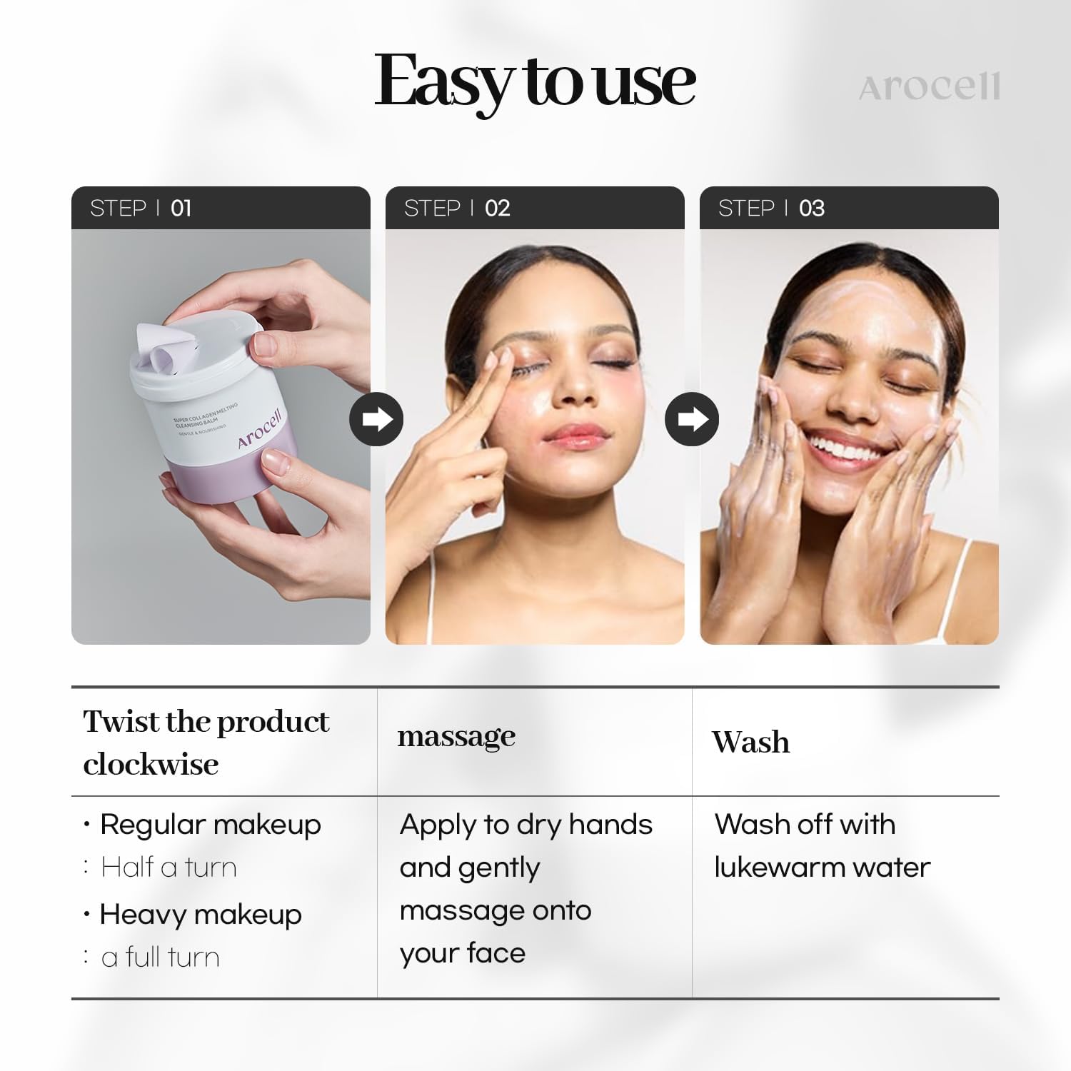 AROCELL Super Collagen Melting Balm 3.53oz – Korean Makeup Remover Balm for Blackhead Care, Deep Pore Care with Peptides Hydration, Nourishing Daily Face Wash Skincare