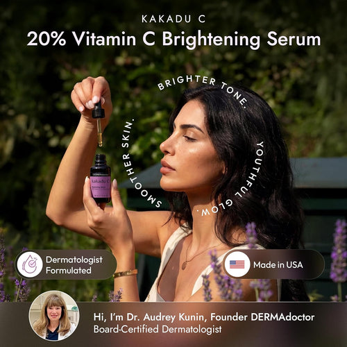 DERMAdoctor Vitamin C Serum For Face 20% Vitamin C, Vitamin-E, Ferulic Acid, Ascorbic Acid Concentrated Dermatologist-Formulated Anti Aging Face Serum, Hydrating & Discoloration - 1.0 fl oz